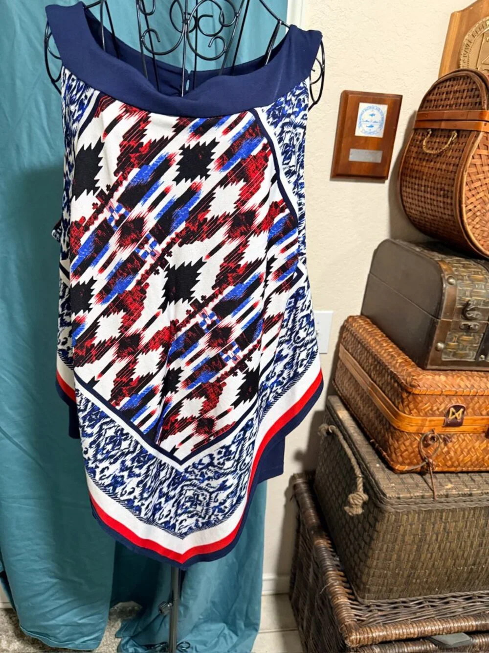 Patriotic Red, White & Blue Sleeveless Top - 1X - Picture 2 of 5